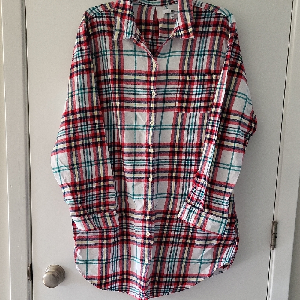 Flannel Sleep Shirt with Pockets